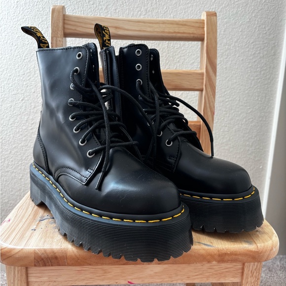 Dr. Martens Jadon Black Platform Combat Boots - Picture 1 of 4